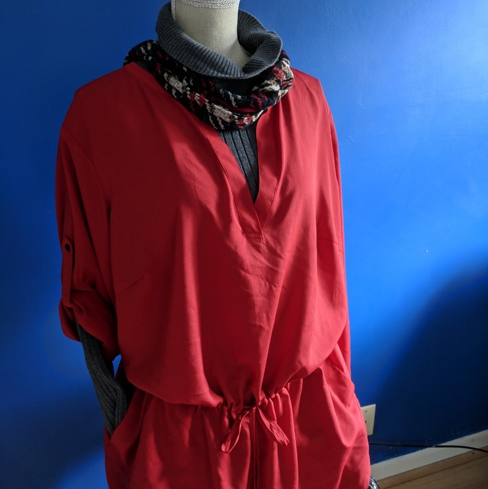 Ralph Lauren Red peplum tunic size XL